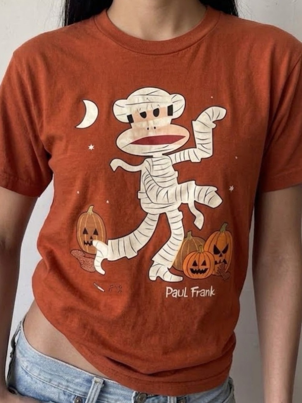 Paul Frank Julius Mummy Halloween Graphic T-Shirt Gildan 5000 Cotton Women Tee
